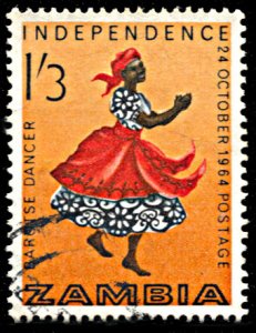 Zambia 3, used, Independence, Barotse Dancer