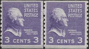 # 842 MNH - Joint Line Pair - SCV-2.00 - THOMAS JEFFERSON