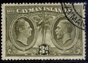 CAYMAN ISLANDS GV SG90, 3d olive-green, FINE USED.