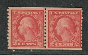 US Sc#454 M/NH/F-VF, Coil Pair-Crowe Cert, Cv. $360