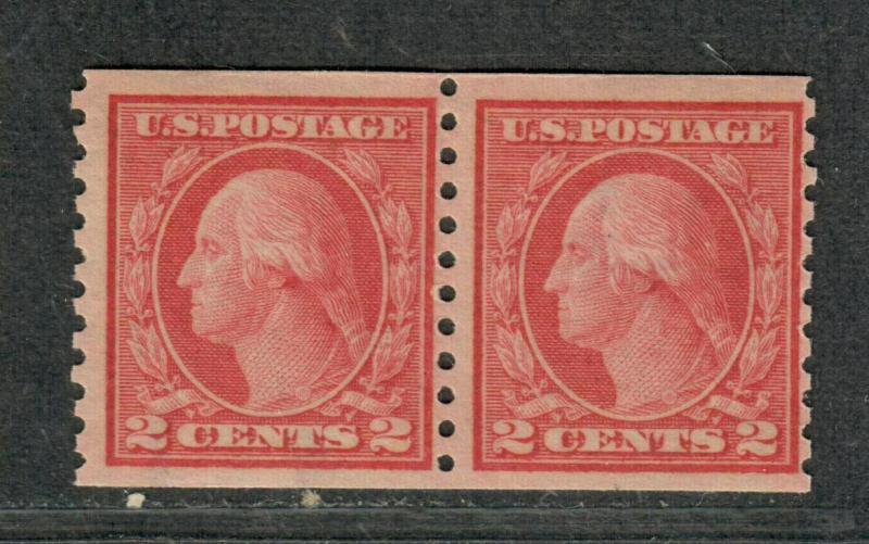 US Sc#454 M/NH/F-VF, Coil Pair-Crowe Cert, Cv. $360