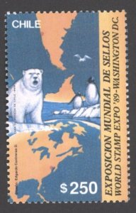 Chile Scott#865,  PHILEXPO-1989. Penguins, Bird, Seals, White bear. MNH