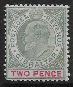 GIBRALTAR SG58 1905 2d GREY-GREEN & CARMINE MTD MINT 