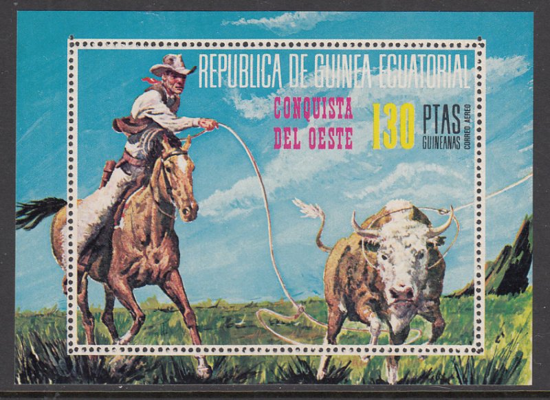 Equatorial Guinea 7497 Cowboy Souvenir Sheet MNH VF