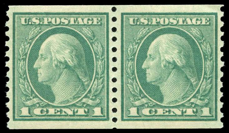 momen: US Stamps #452 Coil Pair Mint OG NH SUPERB