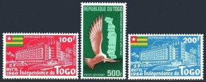 Togo C31-C33, MNH. Michel 291-293. Hotel la Benin, 1960. Eagle and Map.