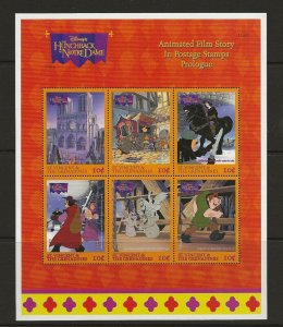 Thematic Stamps  Disney. St Vincent & Gren 1995 Hunchback sheet of 6 MNH