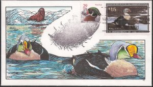 Fred Collins Hand Painted Combo FDC for the 1991 Federal Duck Stamp