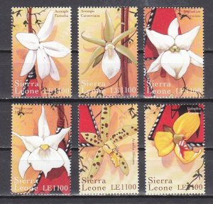 Sierra Leone, Scott cat. 2280 a-f. Orchids values from sheet. ^