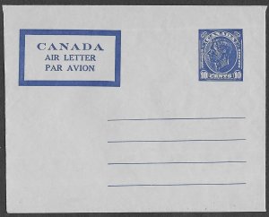 Canada  AirLetter  1949 -  10c  King George VI   Kessler#8  (1) Mint NH