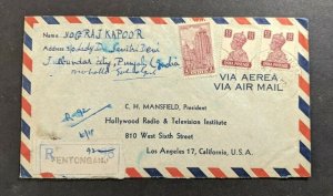 1950 Fentonganj India Registered Airmail Cover to Los Angeles CA USA