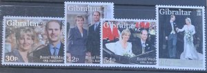 GIBRALTAR 1999 ROYAL WEDDING  SG89-/893  UNMOUNTED MINT