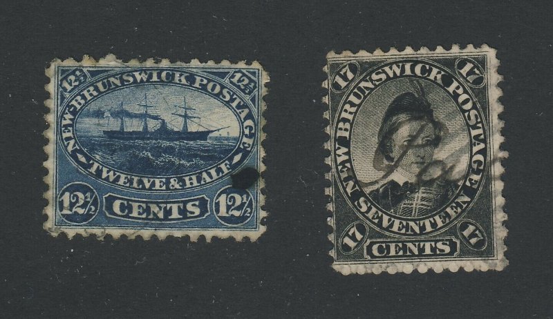 2x New Brunswick Used stamps #10-12 1/2c F/VF #11-17c Fine Guide Value = $115.00