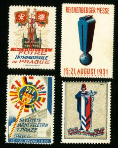 Czechoslovakia Stamps 4 Different Rare Labels