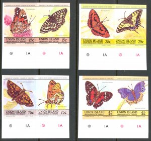 St. Vincent Grenadines Union Is. Sc# 194-197 MNH IMPERF 1985 Butterflies