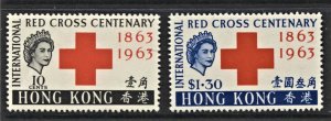 Hong Kong #219-220 Red Cross Set MNH-Low Value has crease -