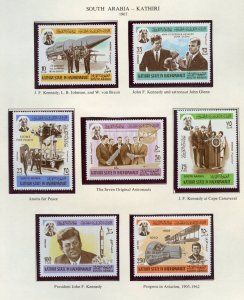 SOUTH ARABIA 1967 JOHN F.  KENNEDY SPACE SET(7) MINT NH