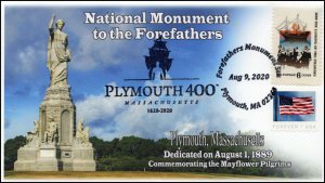 20-156, 2020, Forefathers Monument, Pictorial Postmark, Event Cover,Plymouth MA,
