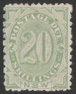 NEW SOUTH WALES 1891 Postage Due 20/- perf 12x10. ACSC ND40 cat $1250. Rare.