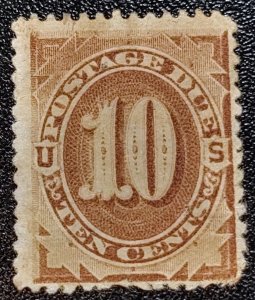 Scott Stamp #J5–1879 10c Postage Due Stamp-Pale Brown. MPH, No Gum. SCV $925.00