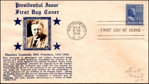 Scott 830 30 Cents Roosevelt Crosby FDC - Addressed - Planty 830-38a