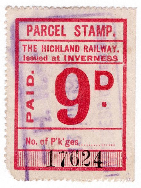 (I.B) The Highland Railway : Parcel Stamp 9d (Inverness) 