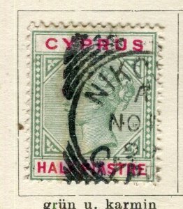 CYPRUS; 1896 early classic QV issue fine used 1/2Pi. value