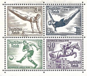 Doyle's_Stamps:1936 German Olympic Games Semi-Postal Sheets, #B91* & #B92*