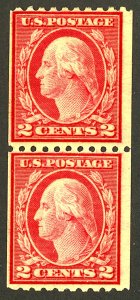 U.S. #488 MINT COIL PAIR OG NH TINY CORNER CREASE