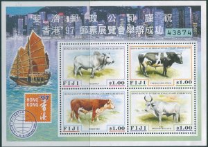 Fiji 1997 SG975 Cattle Hong Kong 97 MS MNH