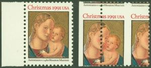 2578, 29¢ Two Way Misperforation Error Christmas Stamp With Normal * Stuart Katz