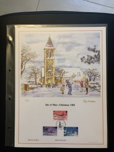 1985 Isle of Man Christmas first day cover panel, big size with plastic holder