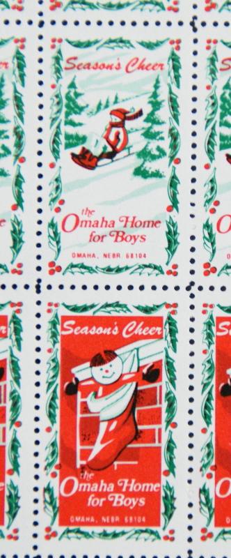 Omaha Home for Boys Label Cinderella Stamp Full Sheet of 20