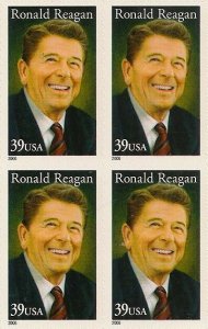 US 4078 Ronald Reagan 39c block (4 stamps) MNH 2006