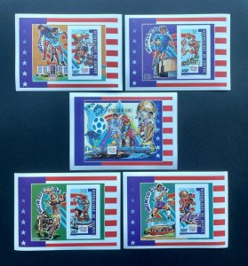 Stamps Deluxes Blocks + S/S Football Worldcup USA 94 Guinea Imperf. -