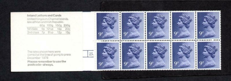 90p 'REGENTS CANAL' BOOKLET CYLINDER 25 DOT p28 +25mm MCC £14