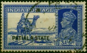 Patiala 1937 3a6p Bright Blue SG87 Fine Used