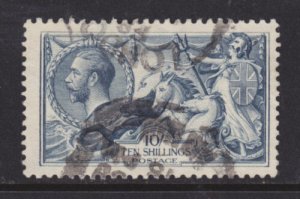 Great Britain Sc 181 used 1919 10sh blue Seahorses F-VF