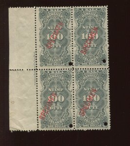Hawaii R14S Revenue Specimen Imprint Block of 4 Stamps NH BZ1667