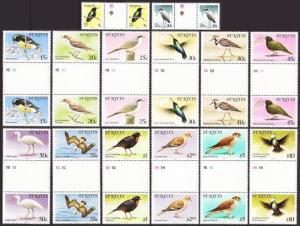 St Kitts 51,54-66 gutter MNH.Michel 45-I,49-I-61-I. Birds 1981,imprint QUESTRA