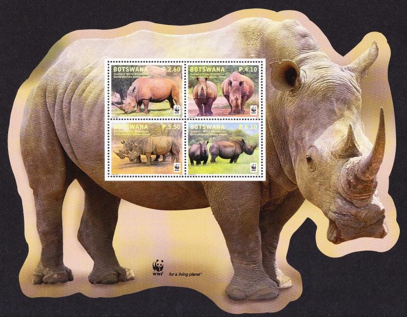 Botswana WWF Southern White Rhinoceros MS Reprint