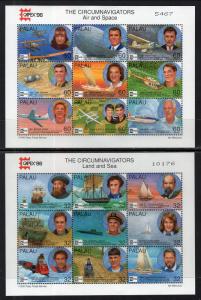 Palau 389-390 Circumnavigators Souvenir Sheets MNH VF