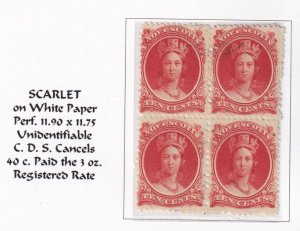 NOVA SCOTIA # 12 VF-MNG BLK 4 10cts SCARLET WHITE PAPER UNIDENTIFIABLE CANCELS