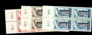 Luxembourg #318 - #320 Very Fine Used Block Set With Plate Numbers In Margins