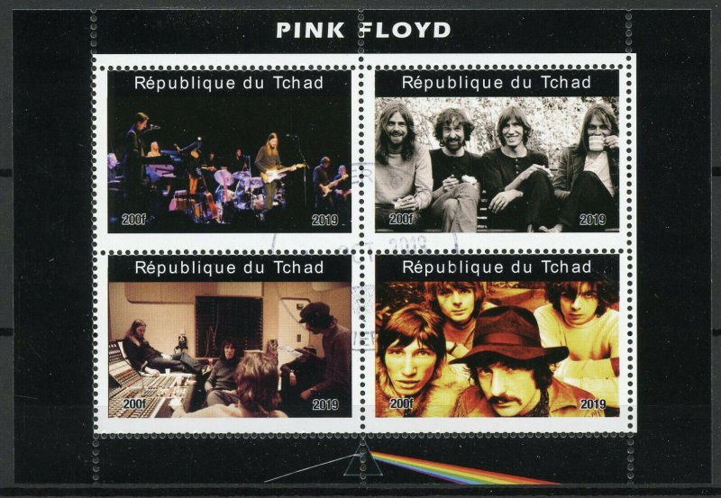 Chad Music Stamps 2019 CTO Pink Floyd Famous Musicians People 4v M/S I