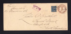 U350, UPSS #1177 5c Columbian 1898 Registered Chicago to NC