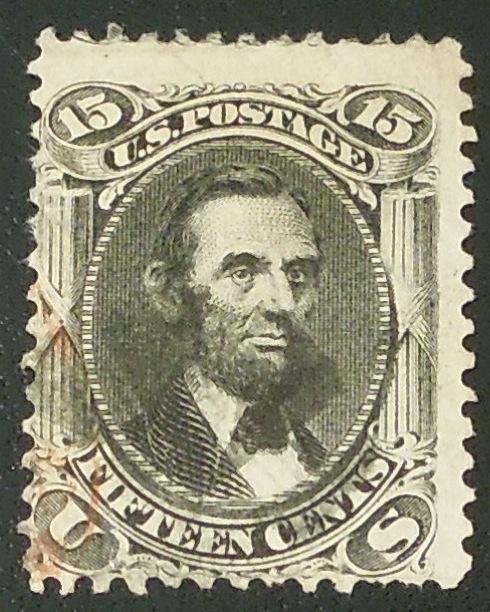 1866 15c Abraham Lincoln Scott 77 red cancel used