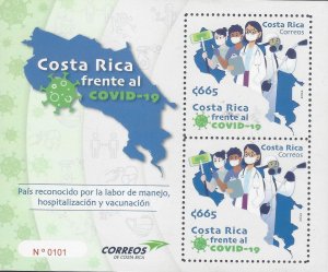 Costa Rica Frente al COVID-19, Facing the COVID-19 Pandemic, Map, MNH 2022