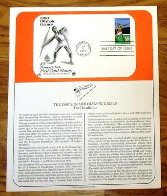 Olympics Set Stamp Envelope Page Qty 7 Mint 1st Day of Issue