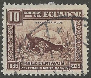 Ecuador, stamp, Scott#342, used, hinged, 10, cents, brown,